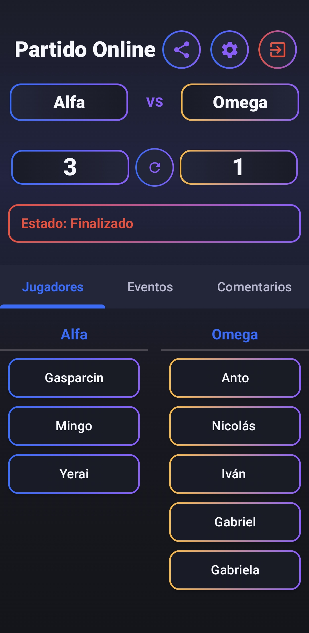 Jugadores en el partido