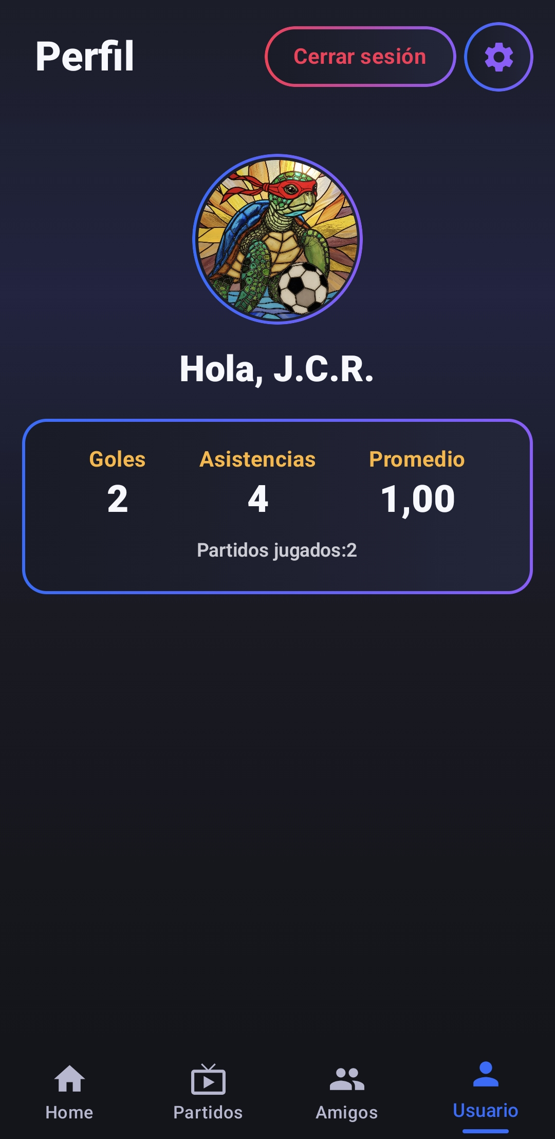 Perfil de usuario en TorneoYa